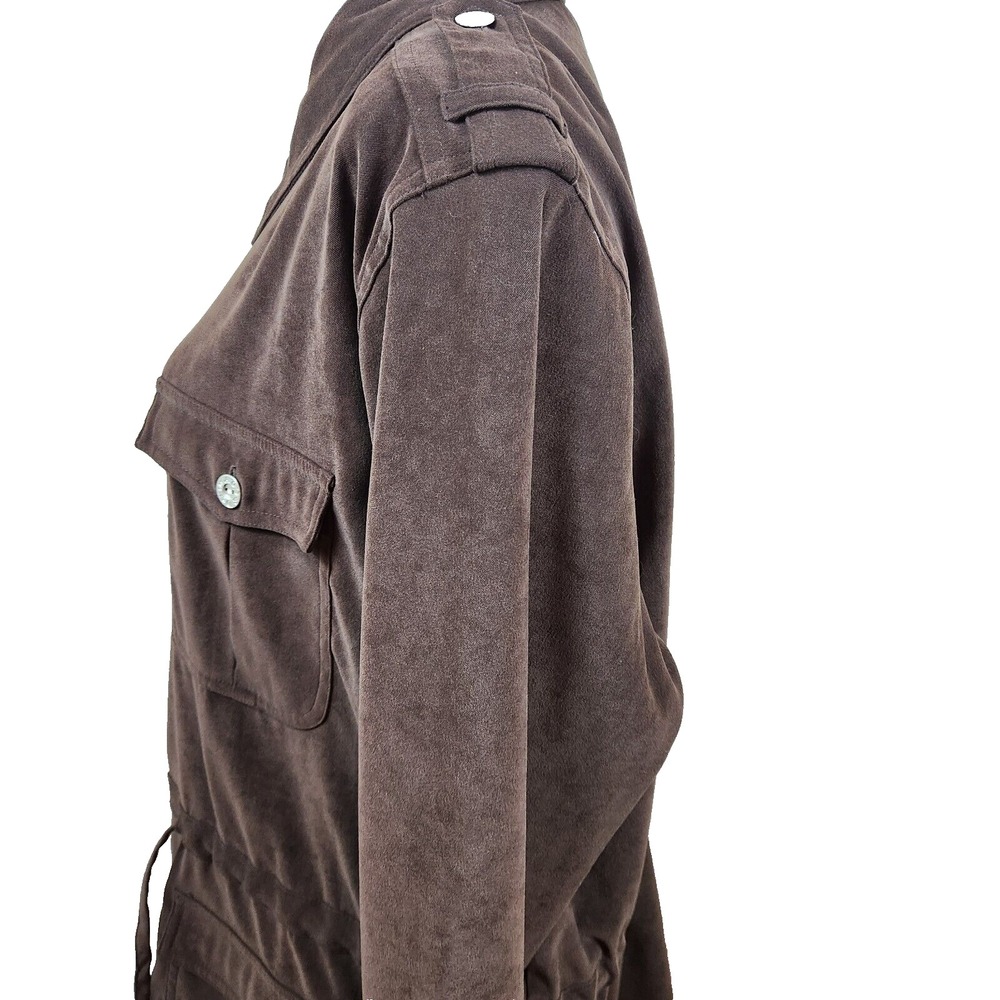 Denim & Co Moleskin Coat Womens Plus Sz 1X Brown 4 Pocket Button Front Jacket - Picture 10 of 16